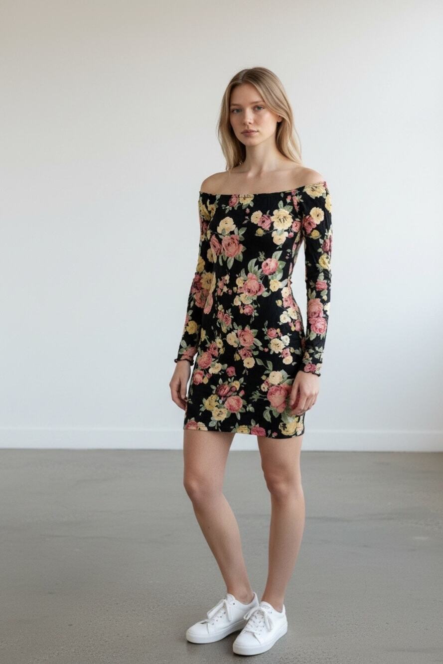 NWT Motel bodycon 3/4 sleeve Jasier vintage bloom mini dress sz S Small